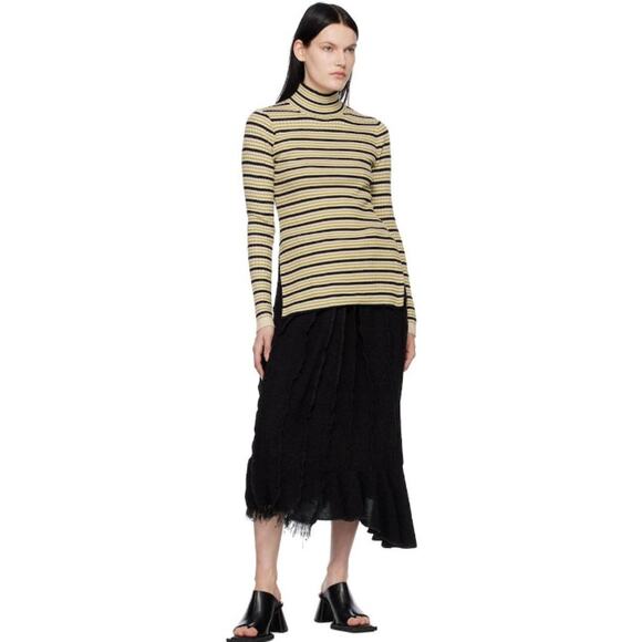 Proenza Schouler Rib Knit Striped Turtleneck Sweater Silk Cotton Y2K Style Top